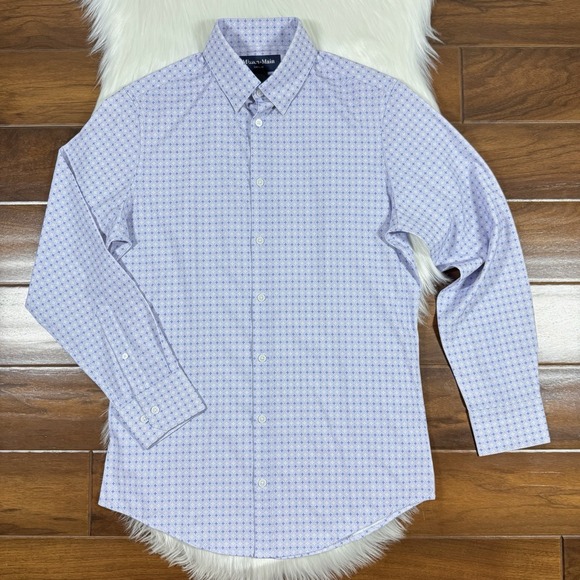 Mizzen + Main Men's Size Small Hatch Mark Trim Fit Leeward Button Up Shirt L/S